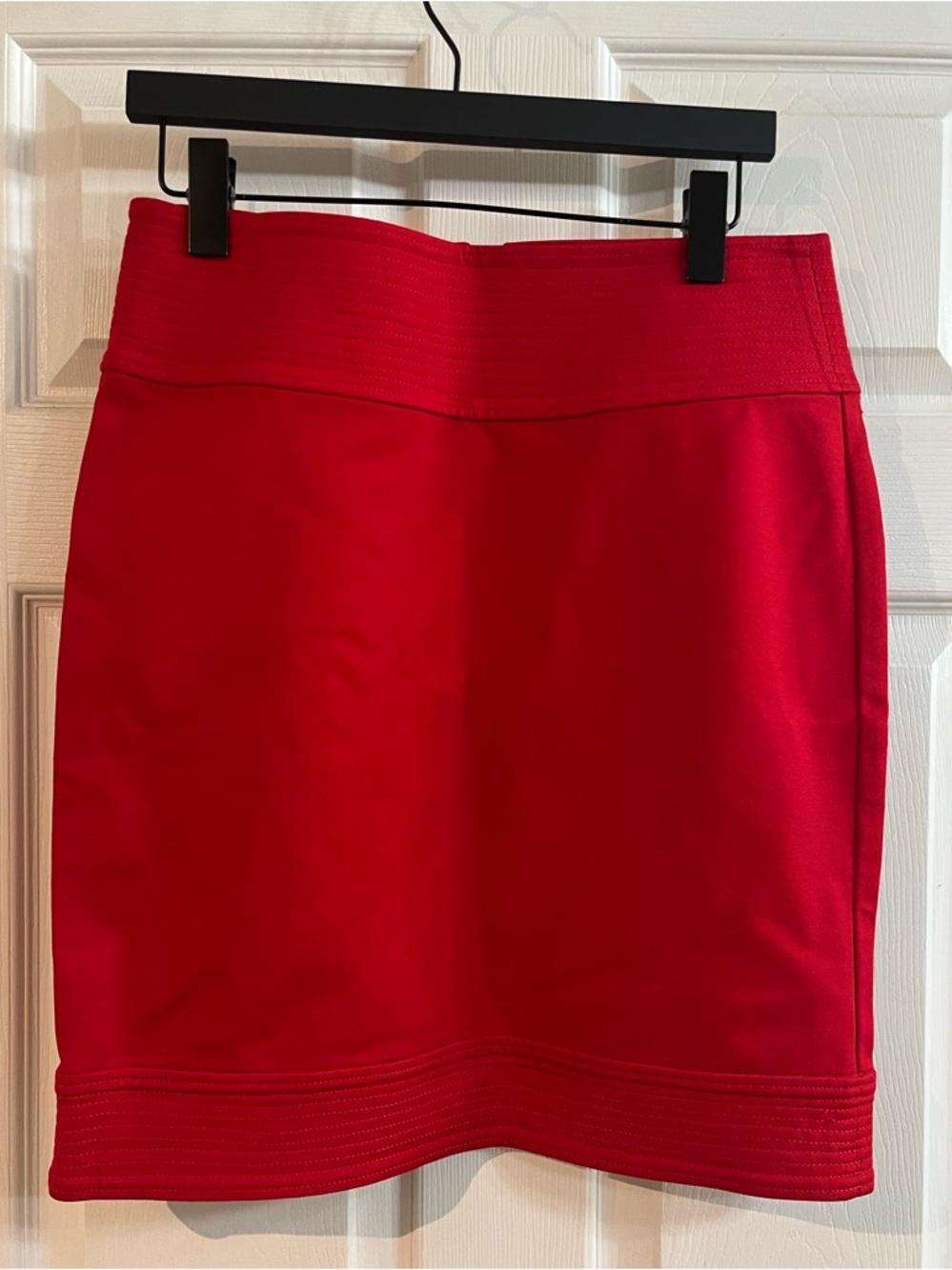 Pink Tartan Red Stretch Pencil Skirt | Business Casual |quiet luxury size 10